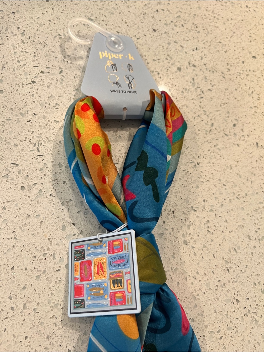 Piper Blue Multicolor Printed Silk-Like Scarf